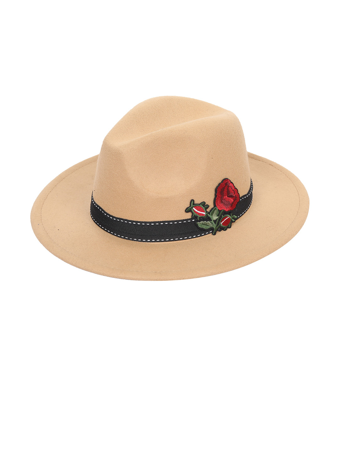 

FabSeasons Beige Boho Embroidered Trilby Hat