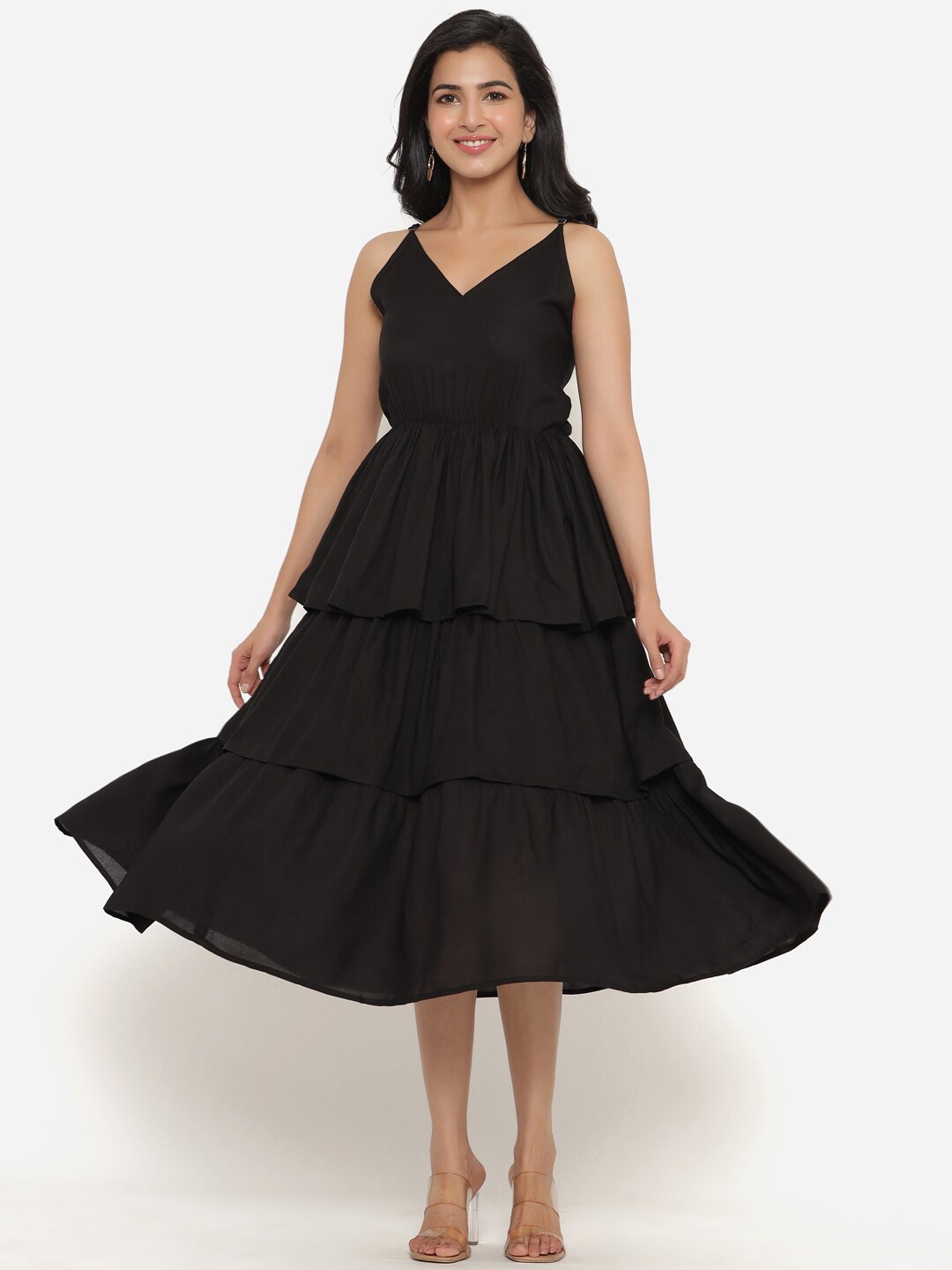 

DRESSAR Black Midi Dress