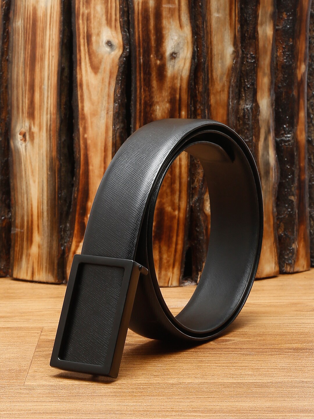 

LOUIS STITCH Men Black Leather Formal Belt