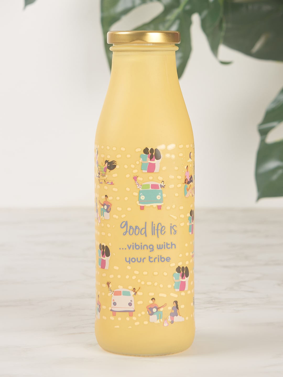 

HomeTown Yellow Printed Water Bottle