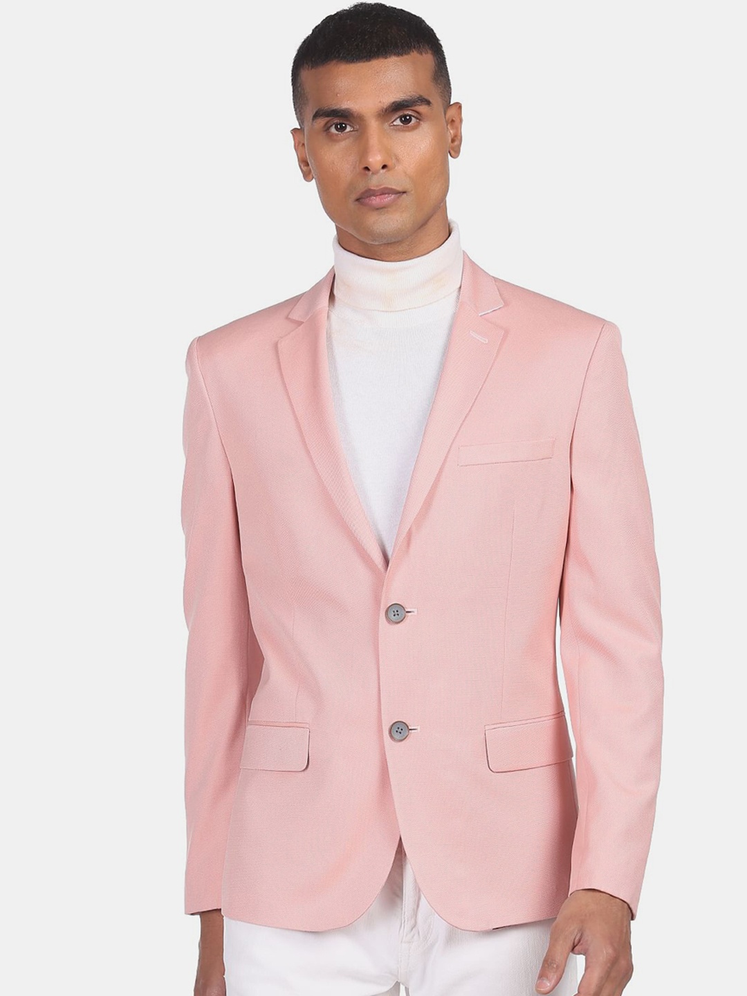 

AD By Arvind Men Pink Single-Breasted Formal Blazer