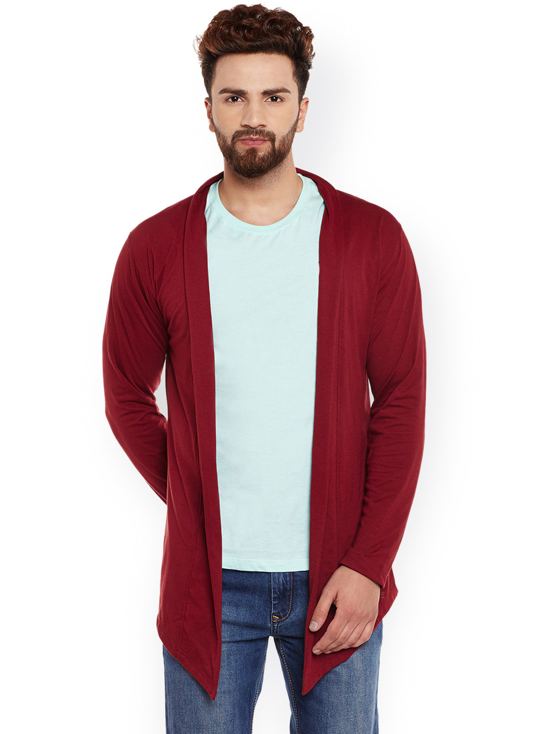 

CHILL WINSTON Men Maroon Solid Cardigan