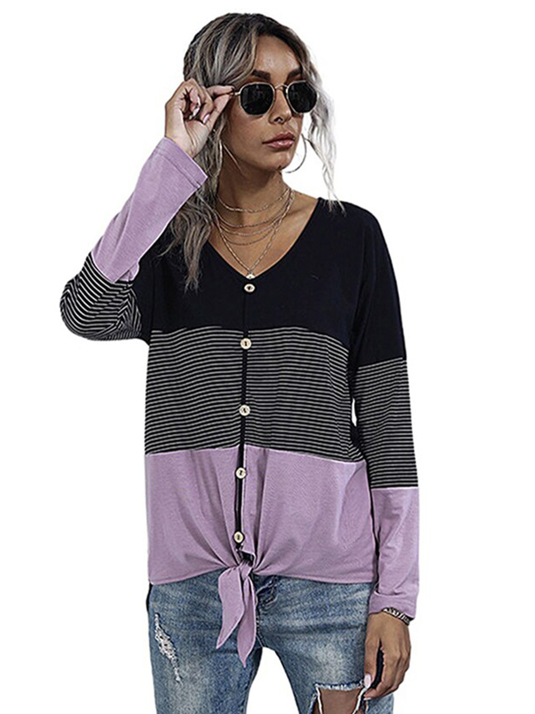 

StyleCast Women Black & White Colourblocked Shirt Style Longline Top