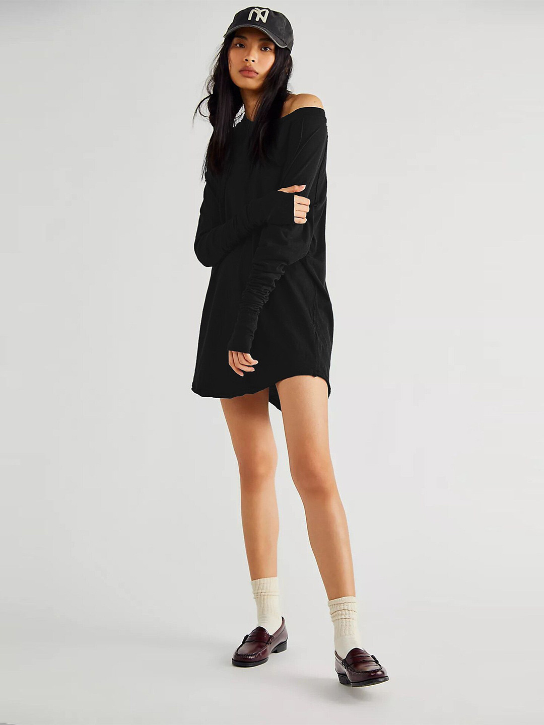 

BoStreet Women Black Solid T-shirt Dress