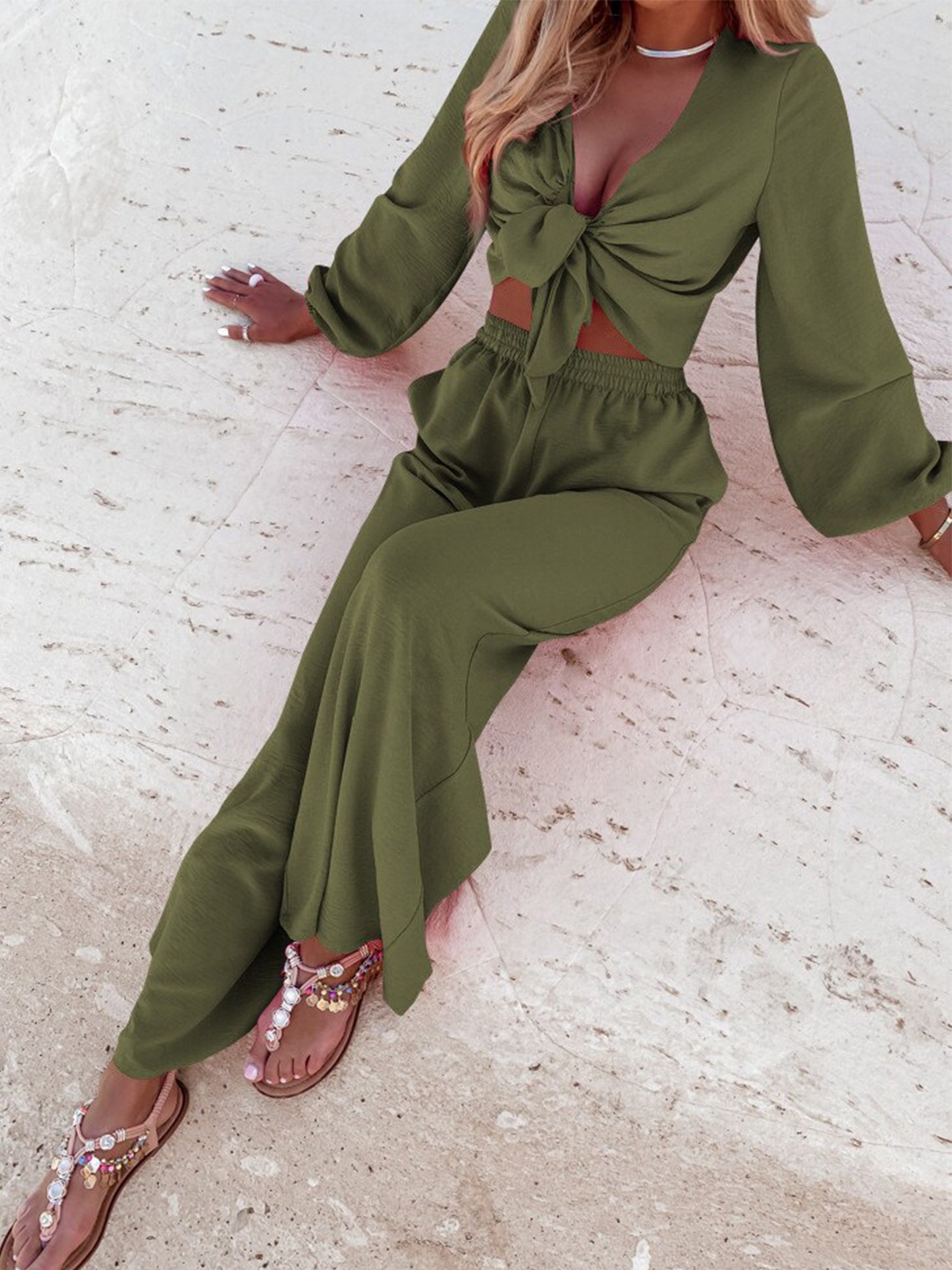 

BoStreet Women Green Top with Palazzos