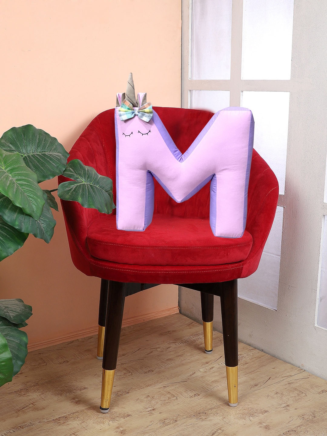 

My Gift Booth Pink Solid Cotton M Shape Cushion