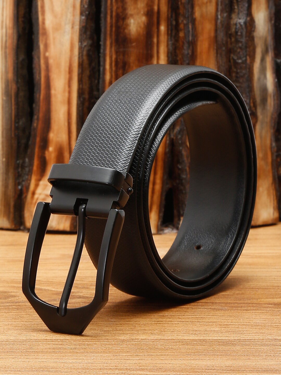 

LOUIS STITCH Men Black Leather Formal Belt
