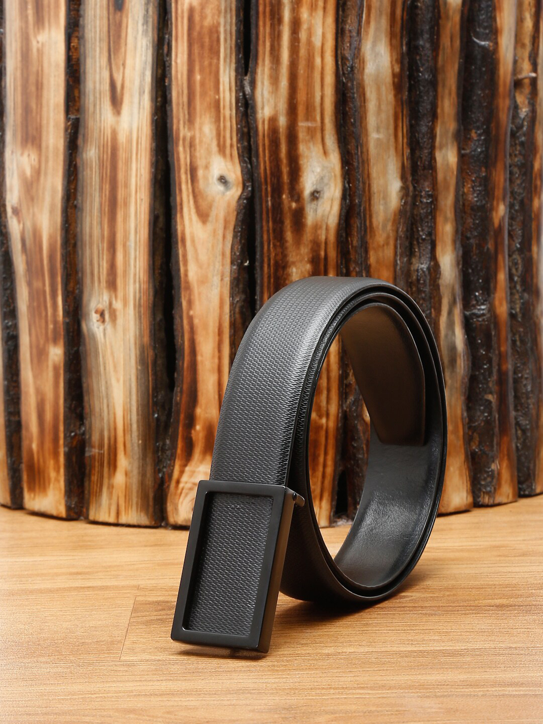 

LOUIS STITCH Men Black Leather Formal Belt