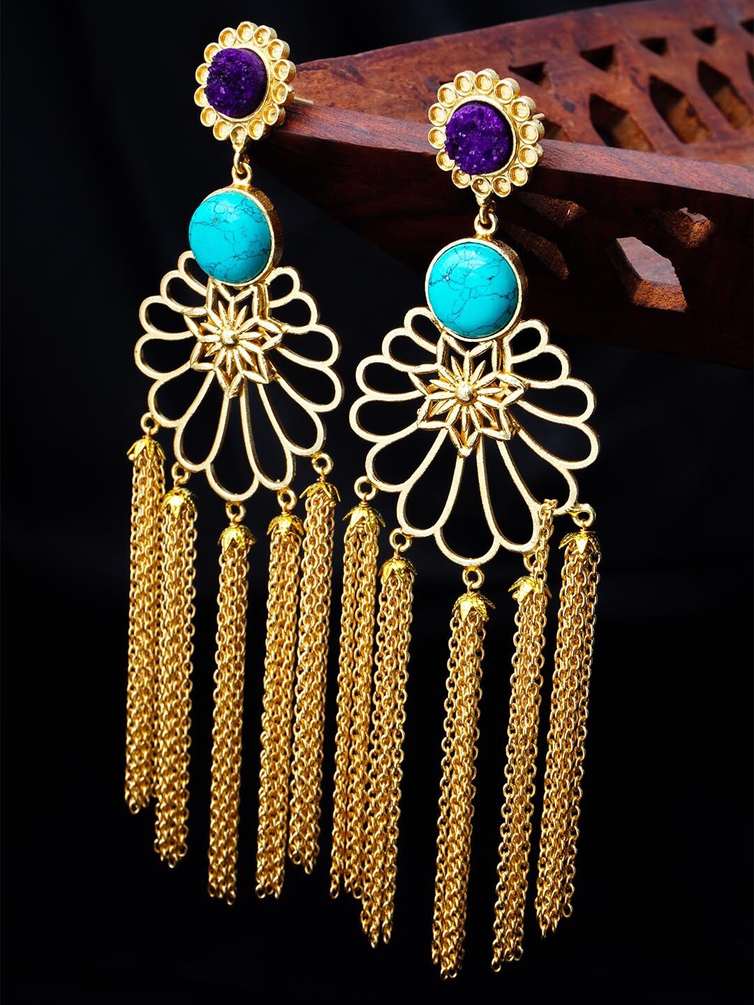 

Urmika Purple Contemporary Drop Earrings