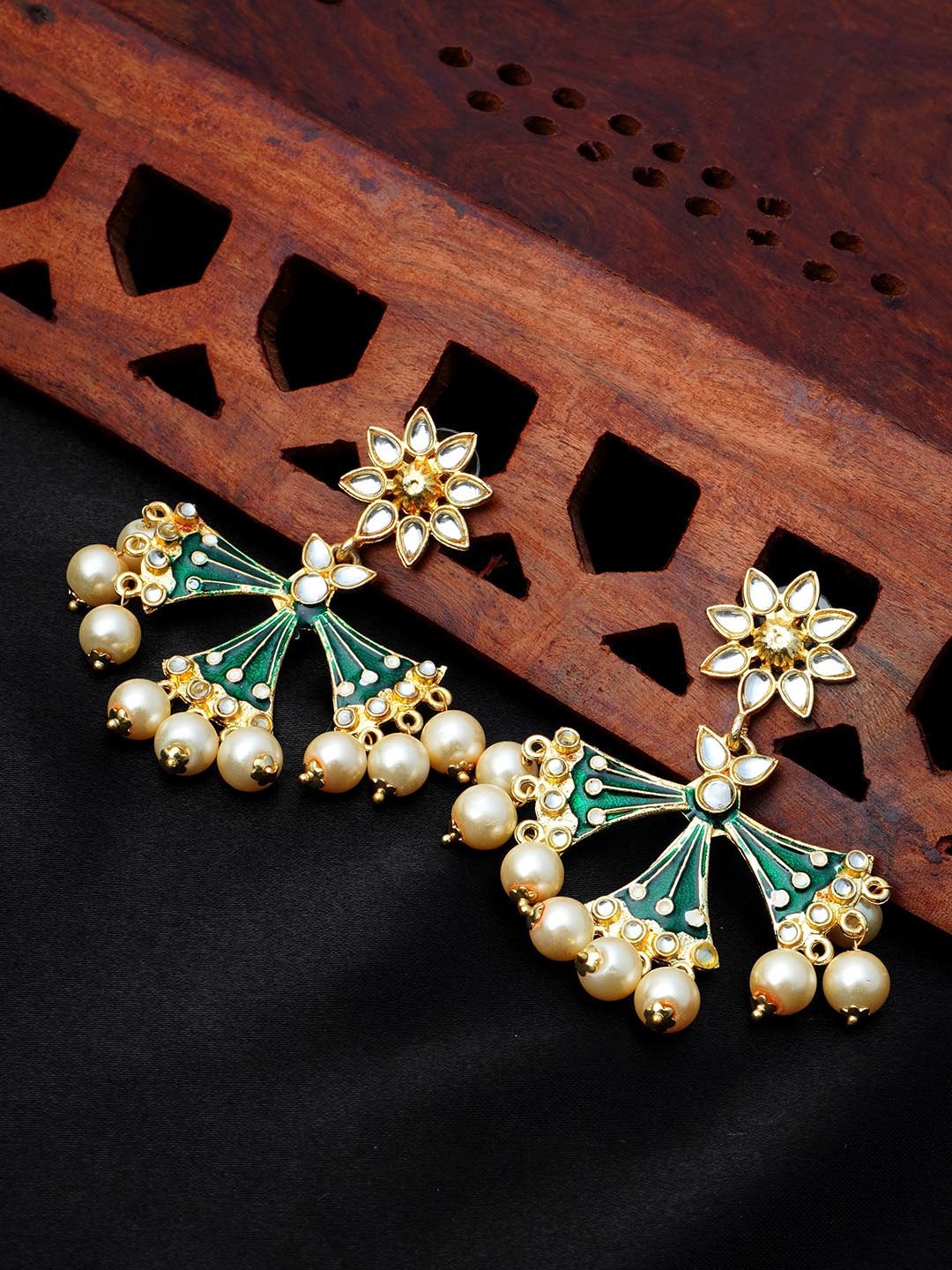 

Urmika Green Contemporary Drop Earrings
