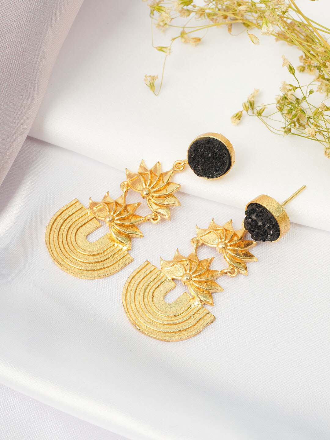 

Urmika Black Contemporary Drop Earrings