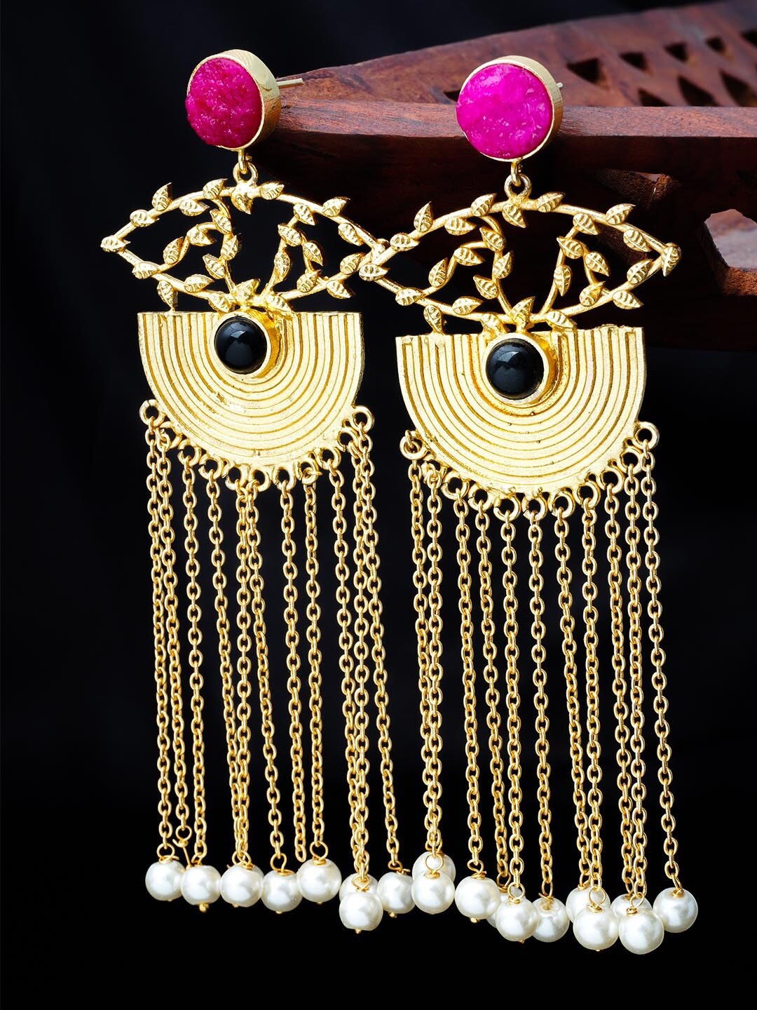 

Urmika Red Contemporary Drop Earrings