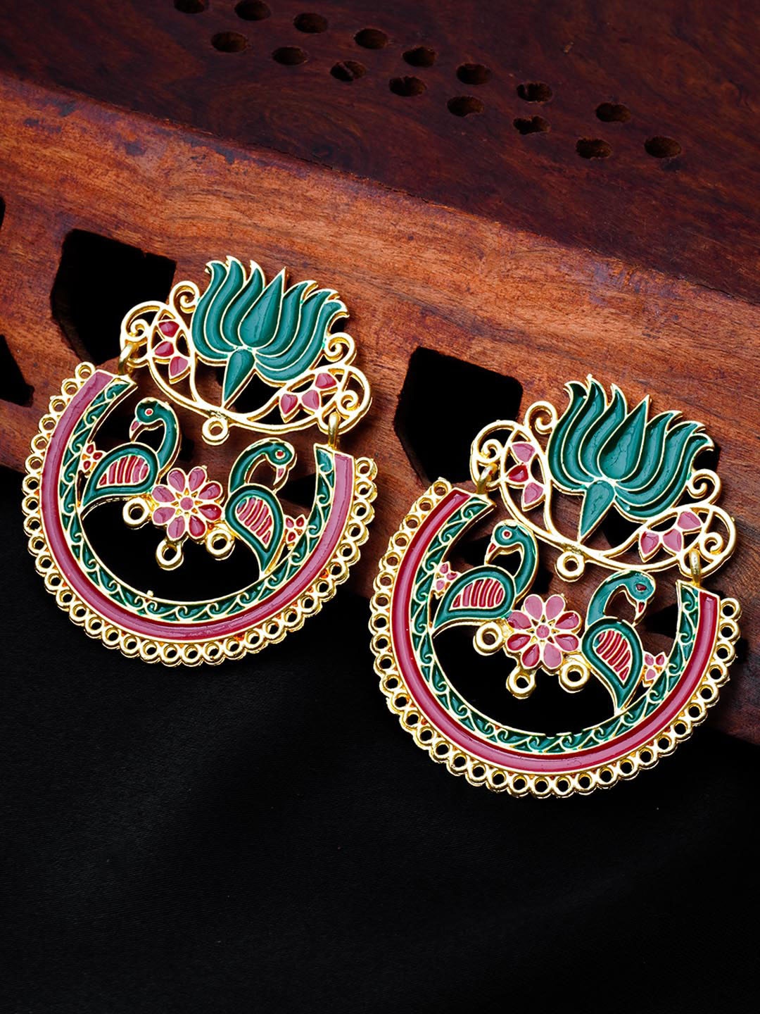 

Urmika Green Contemporary Drop Earrings