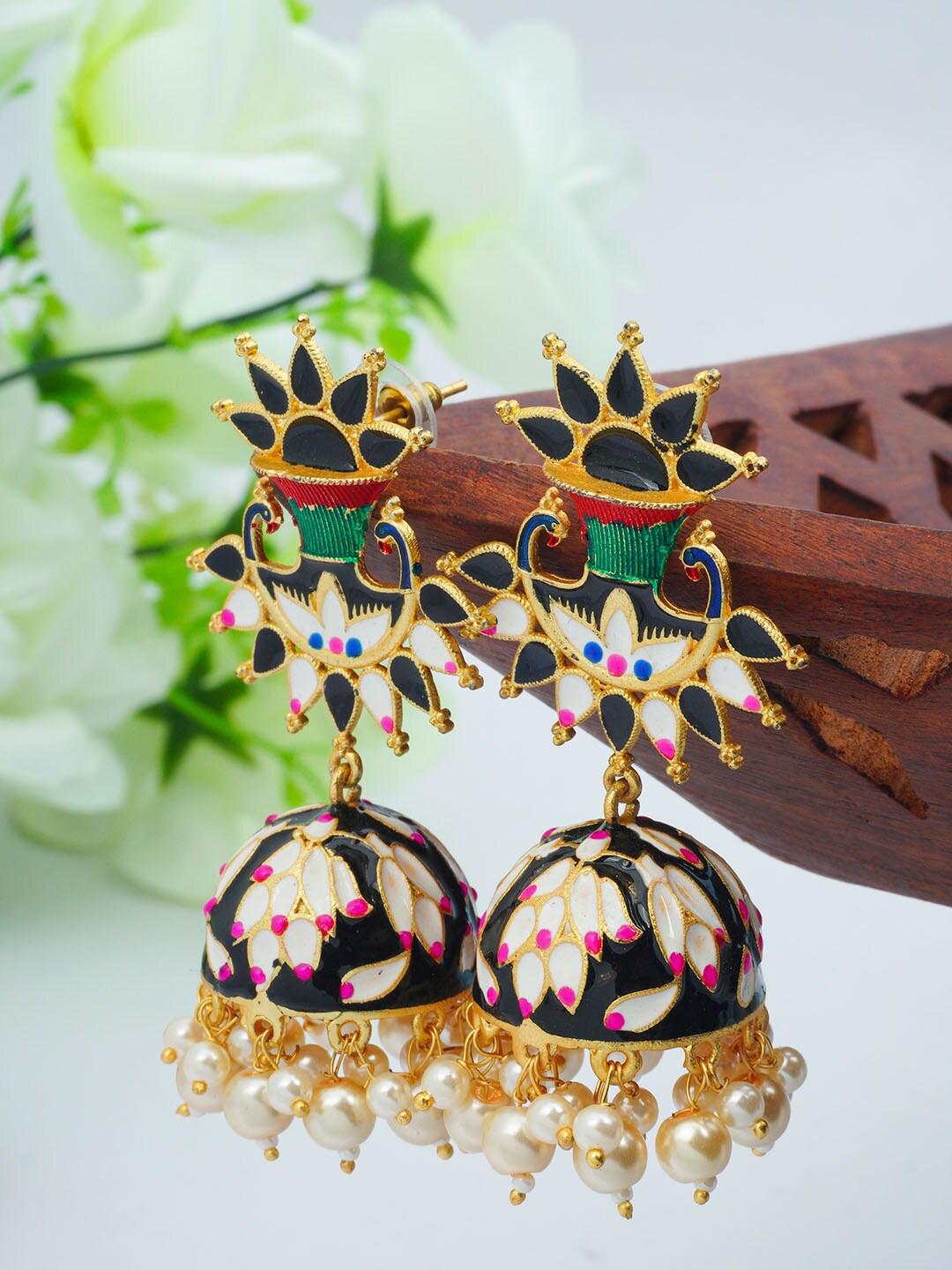 

Urmika Black Contemporary Jhumkas Earrings