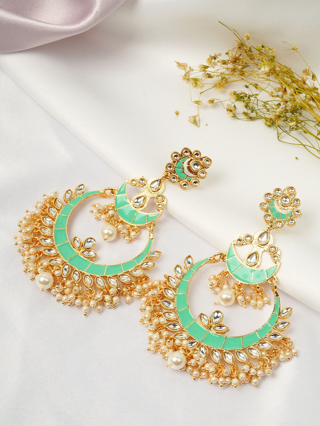 

Urmika Green Contemporary Chandbalis Earrings