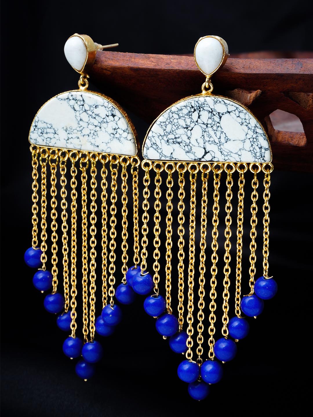 

Urmika Blue Contemporary Drop Earrings