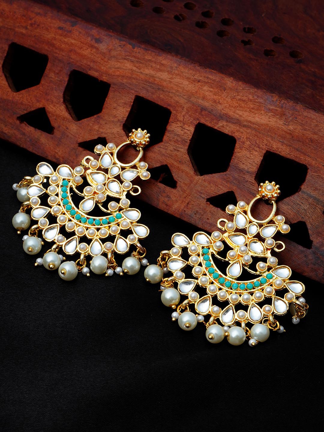 

Urmika Green Contemporary Chandbalis Earrings
