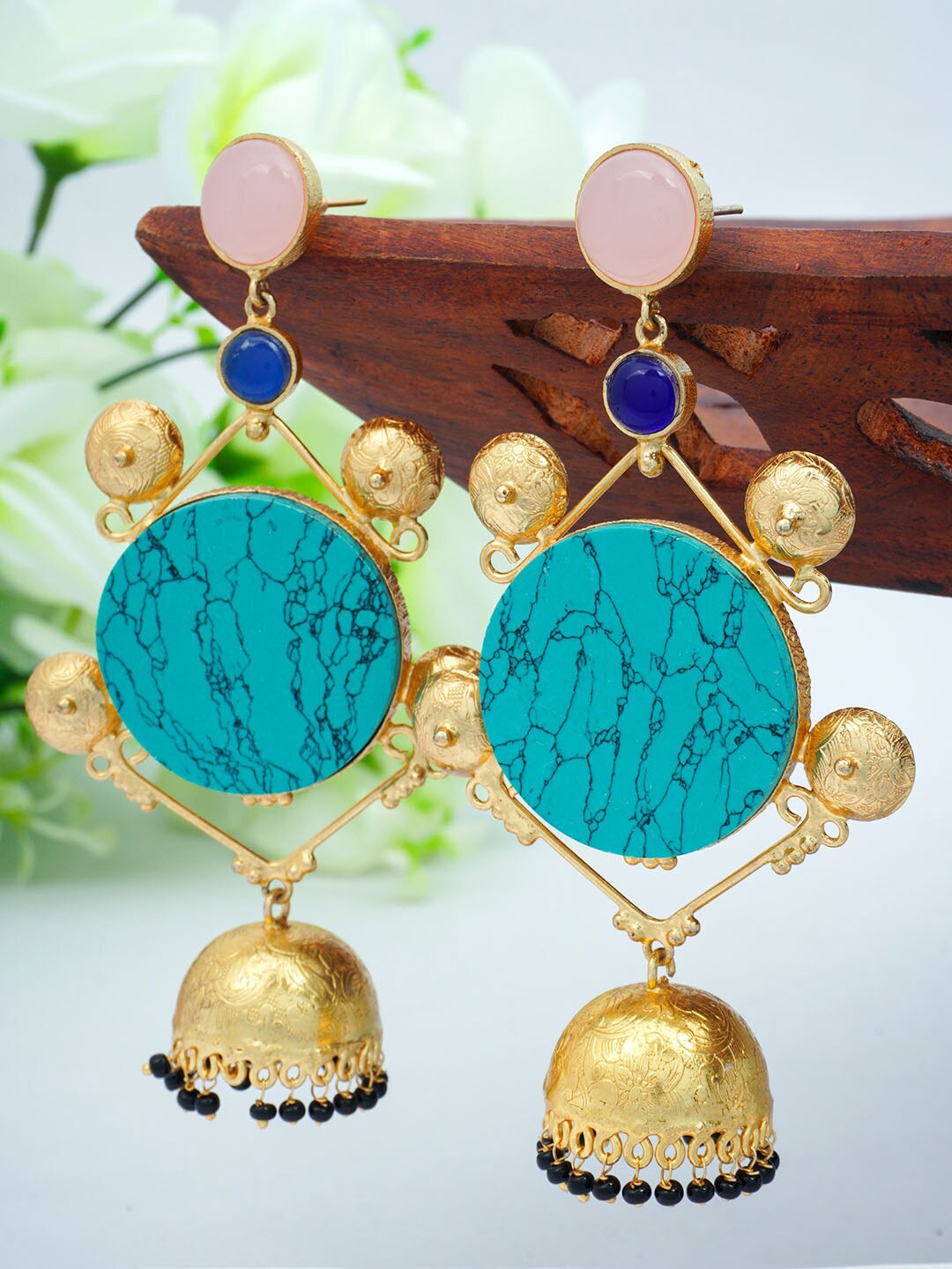 

Urmika Blue Contemporary Jhumkas Earrings