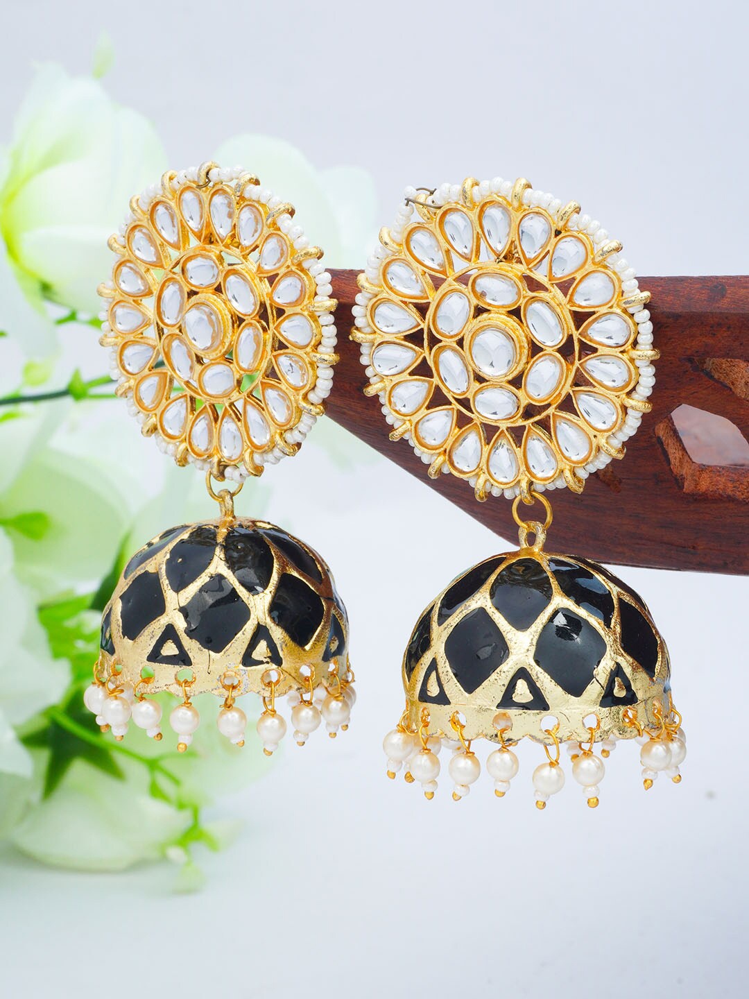 

Urmika Black Contemporary Jhumkas Earrings