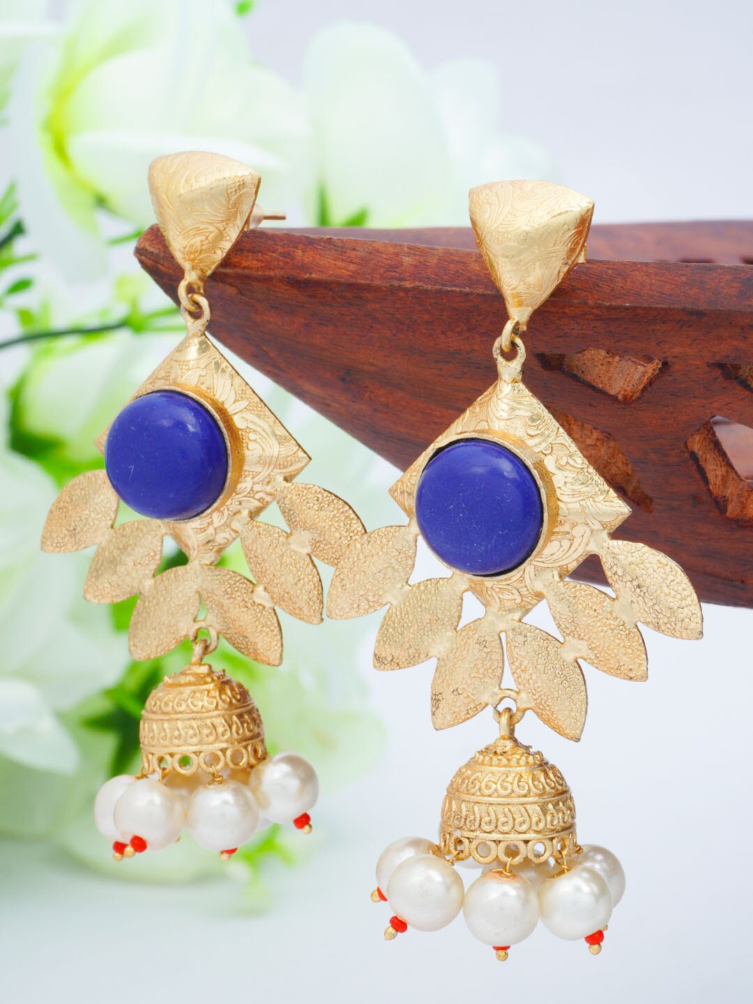 

Urmika Blue Contemporary Jhumkas Earrings