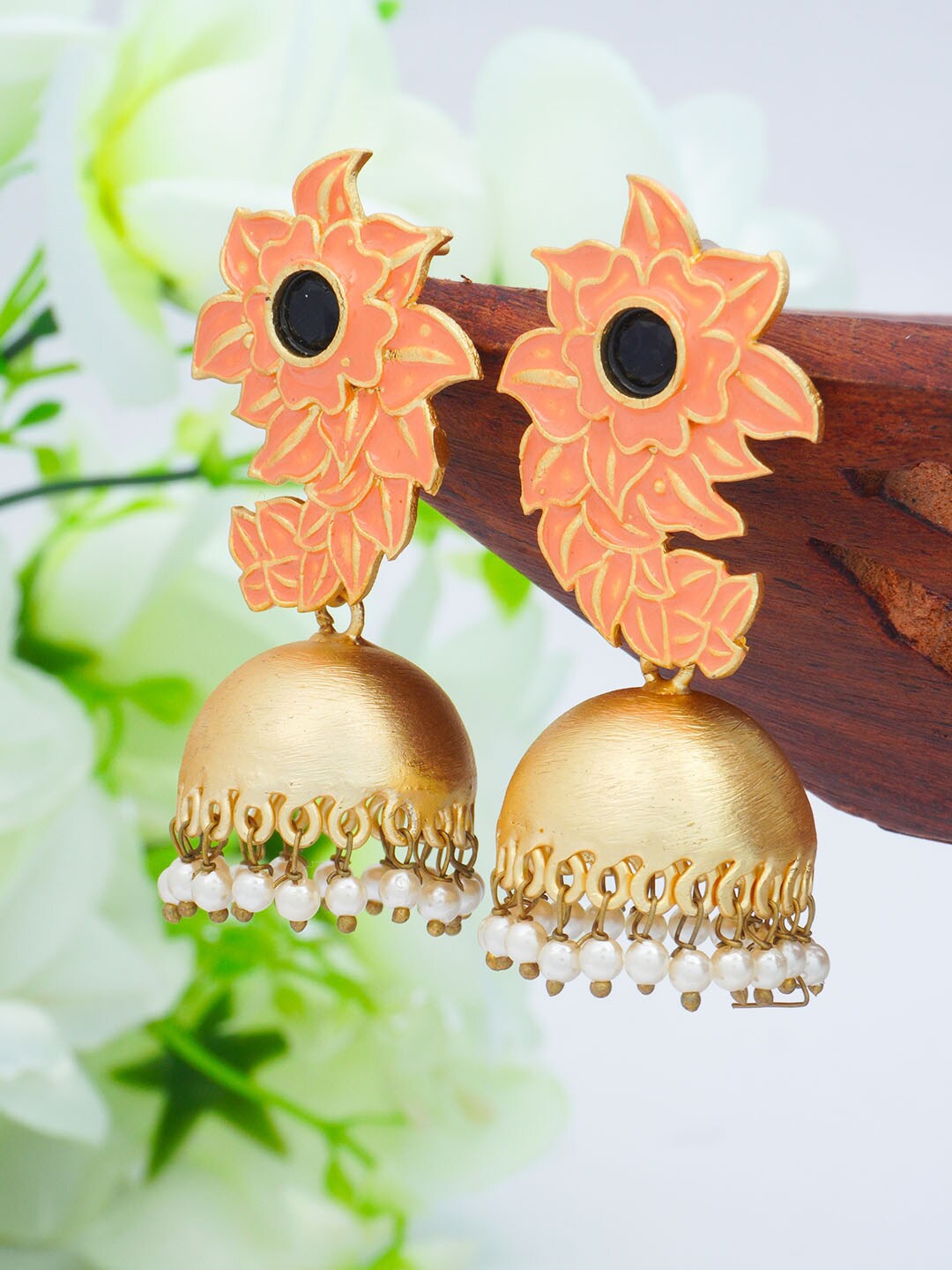 

Urmika Pink Contemporary Jhumkas Earrings