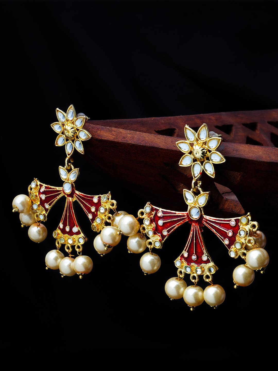 

Urmika Red Contemporary Jhumkas Earrings