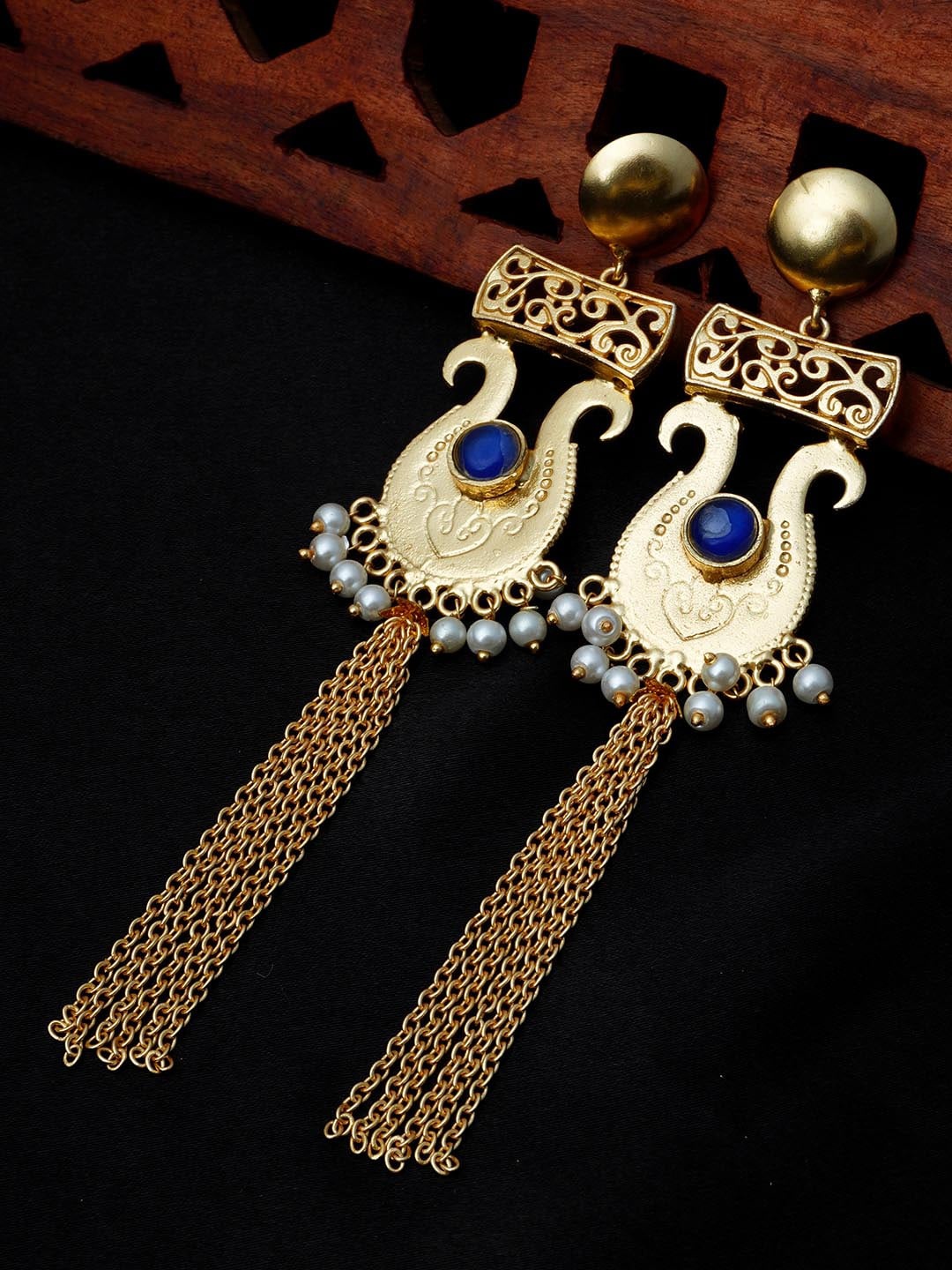 

Urmika Blue Contemporary Drop Earrings