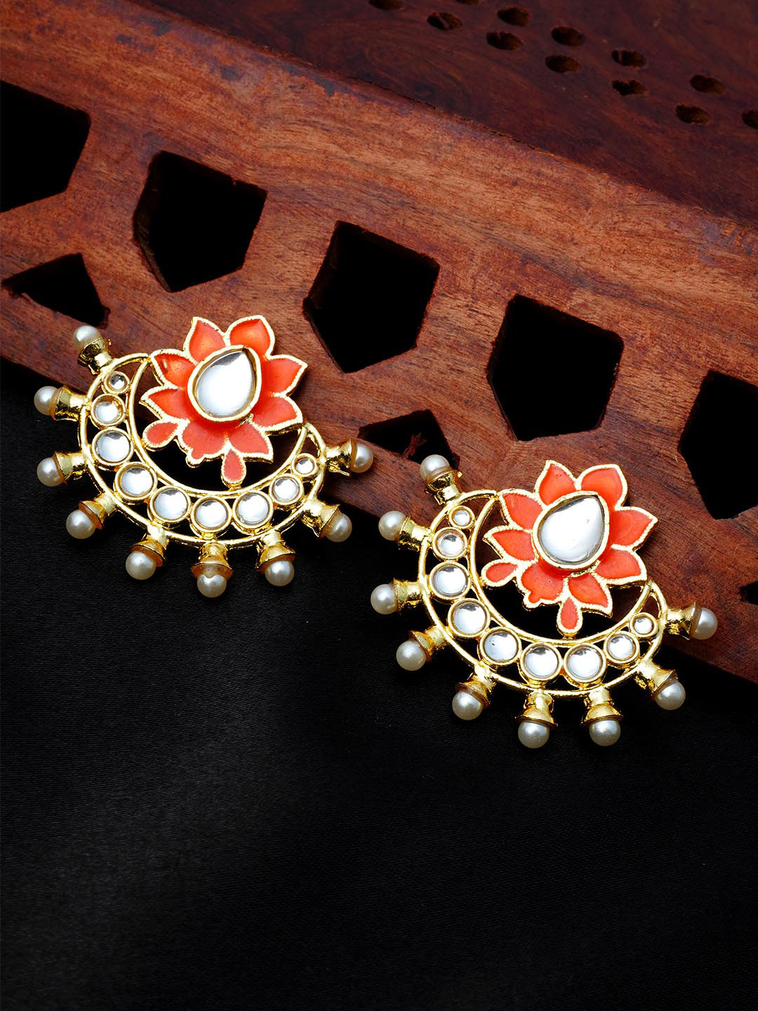 

Urmika Orange Contemporary Studs Earrings