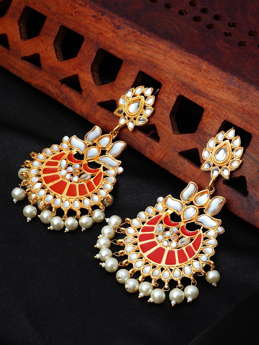 

Urmika Red Contemporary Drop Earrings