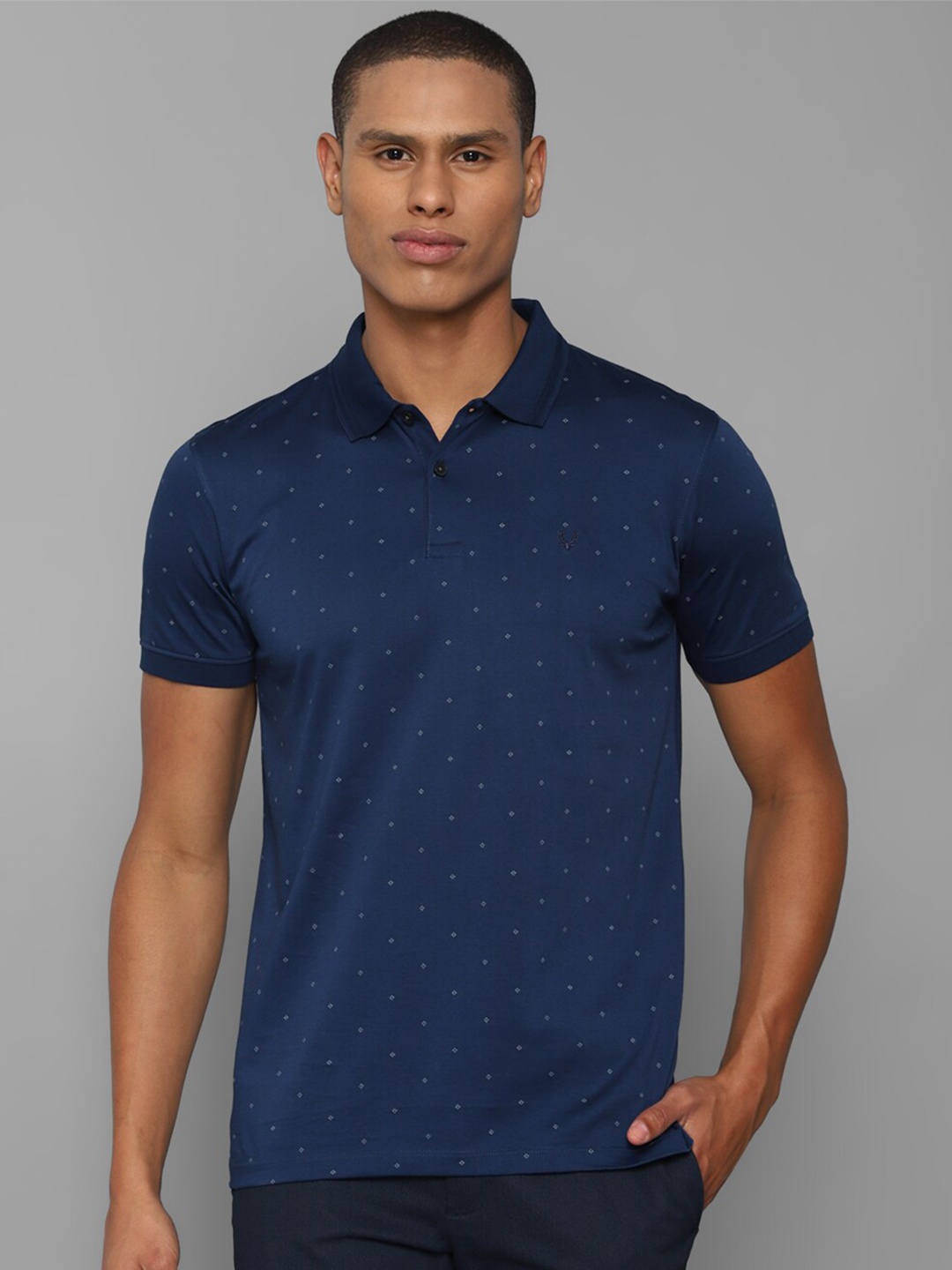 

Allen Solly Men Navy Blue Printed Polo Collar T-shirt