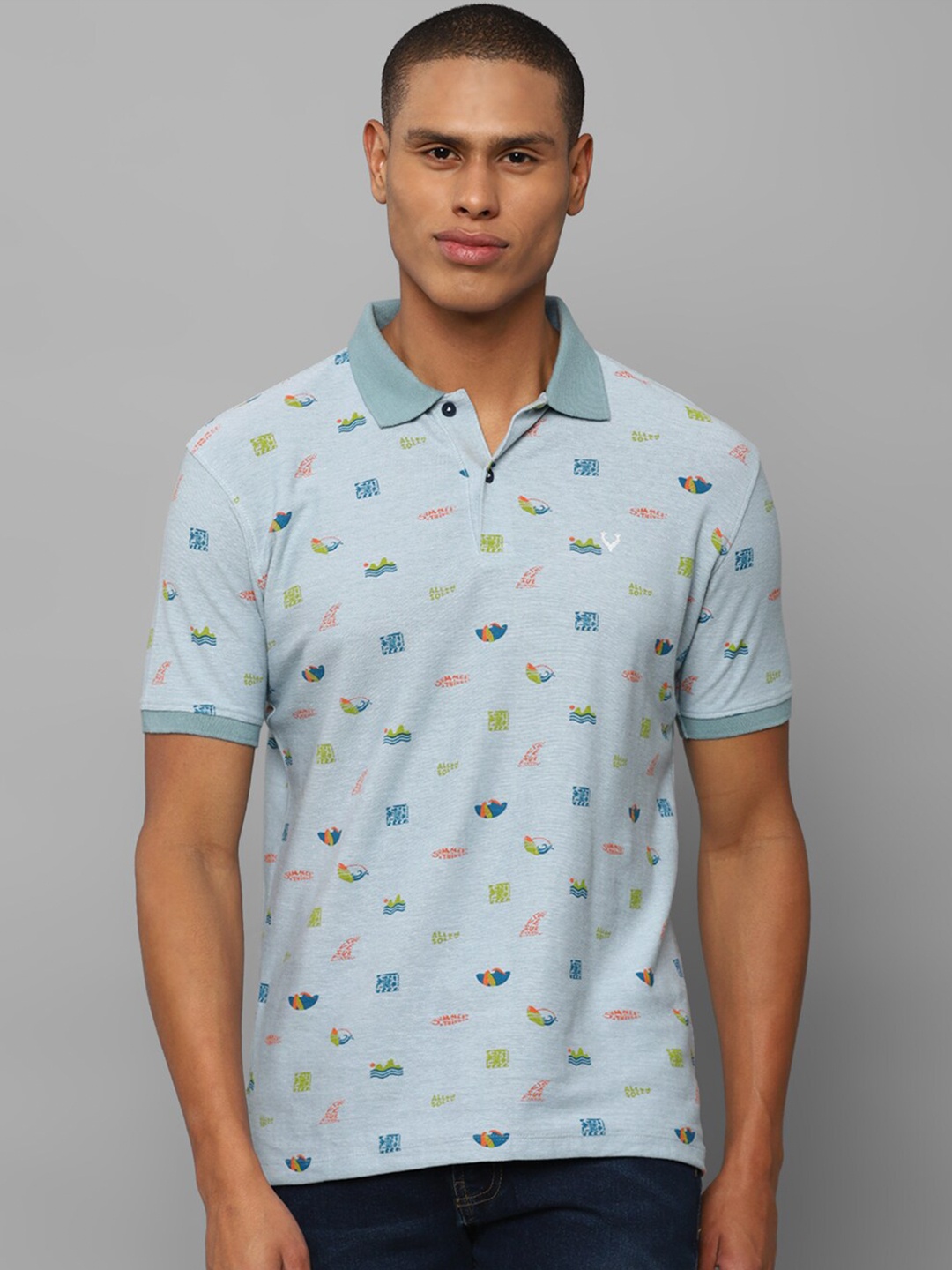 

Allen Solly Sport Men Blue Printed Polo Collar T-shirt