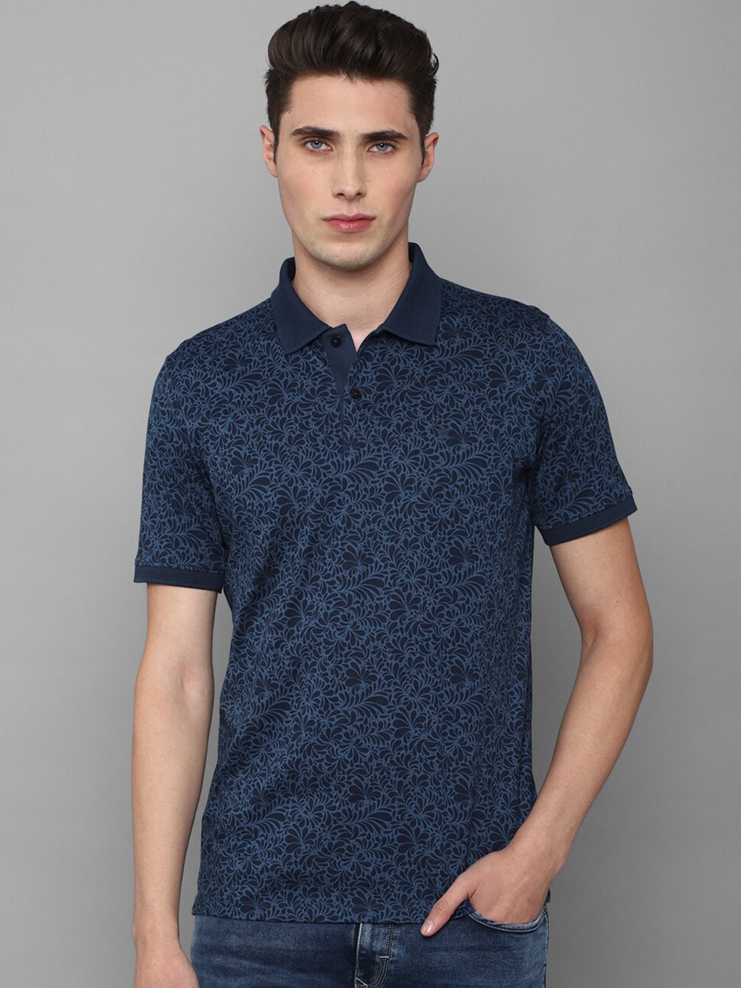 

Louis Philippe Sport Men Navy Blue Printed Polo Collar T-shirt