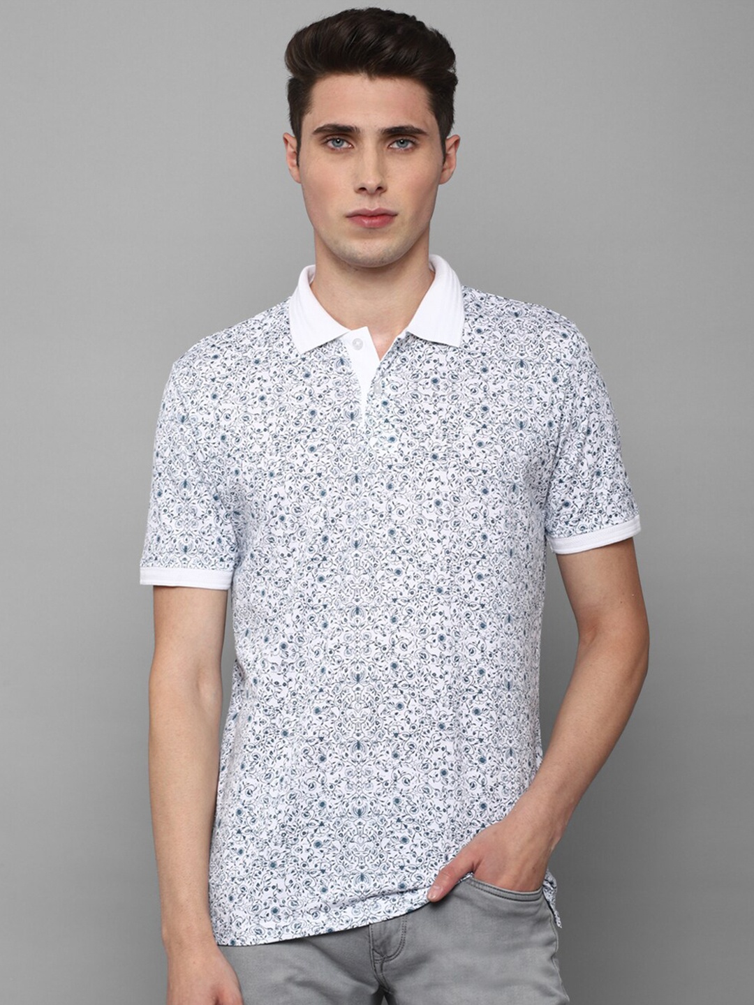 

Louis Philippe Sport Men Blue Printed Polo Collar T-shirt