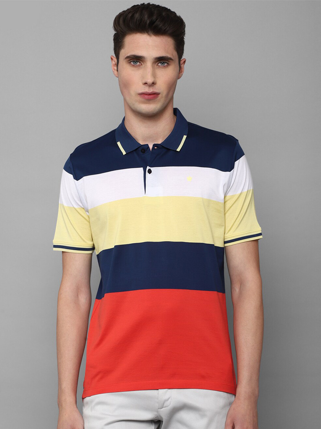 

Louis Philippe Sport Men Multicoloured Striped Polo Collar T-shirt, Multi