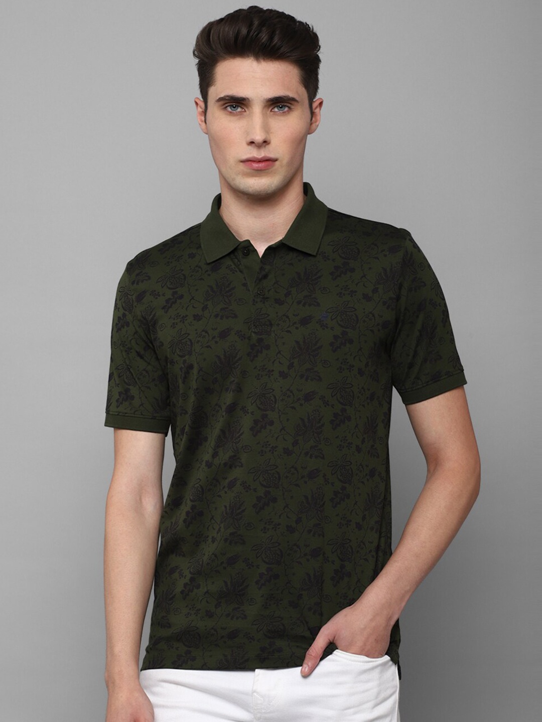 

Louis Philippe Sport Men Green Polo Collar Tropical T-shirt