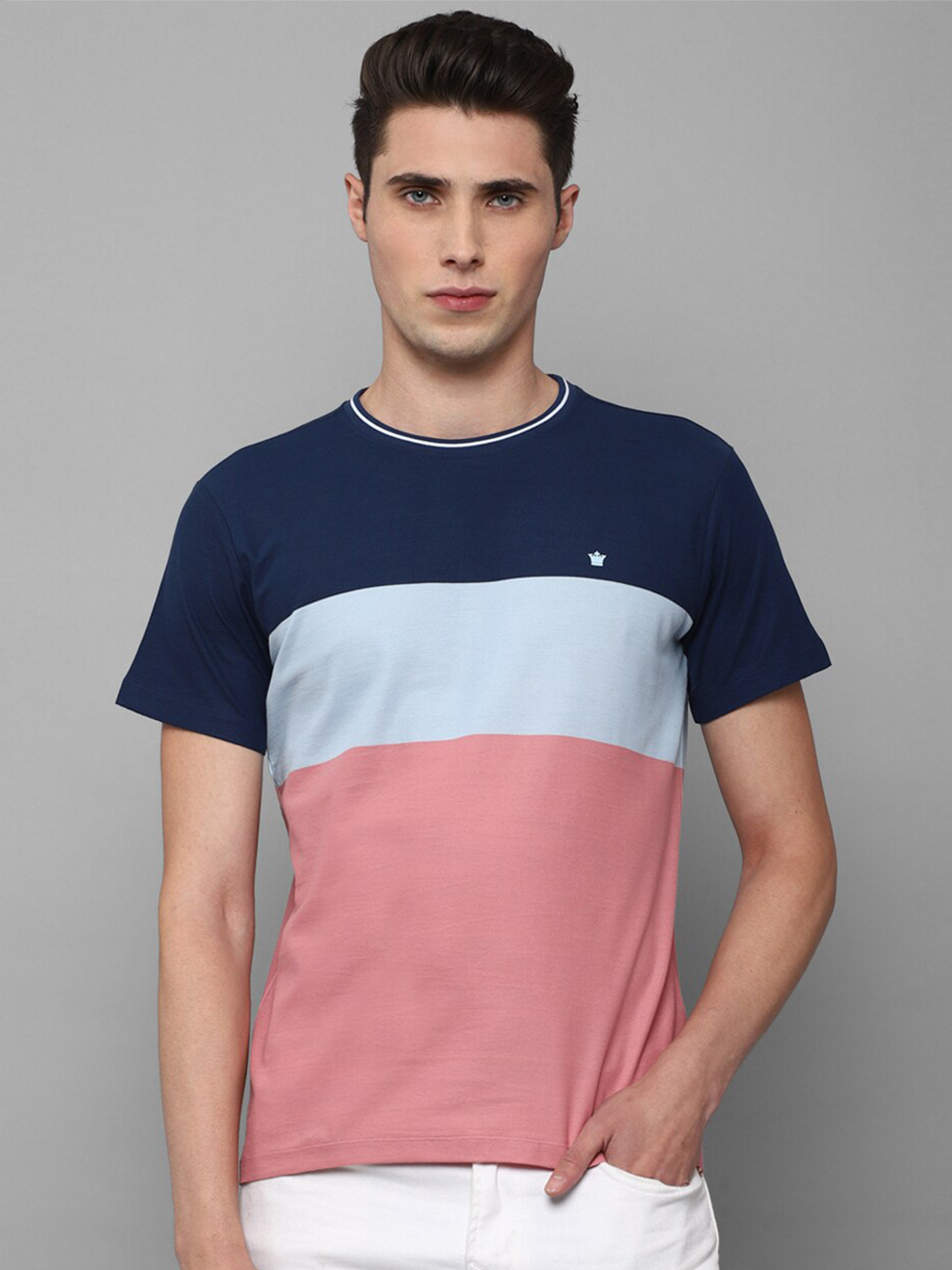 

Louis Philippe Sport Men Multicoloured Colourblocked Slim Fit T-shirt, Multi