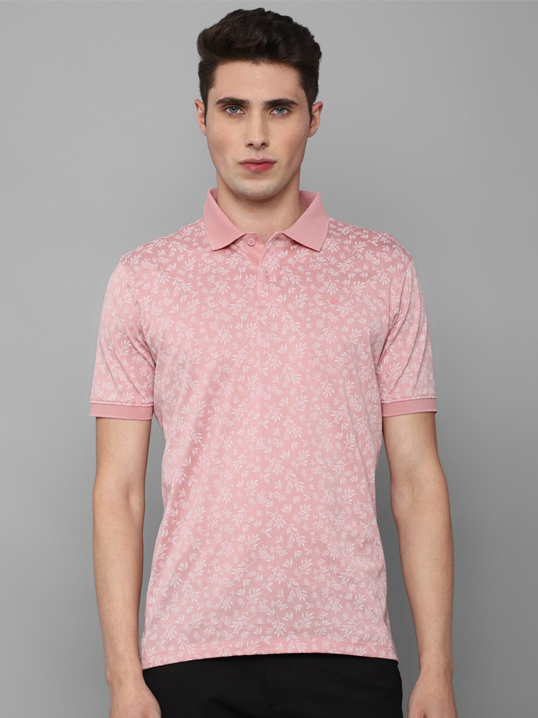 

Louis Philippe Sport Men Pink Floral Polo Collar Tropical Raw Edge T-shirt