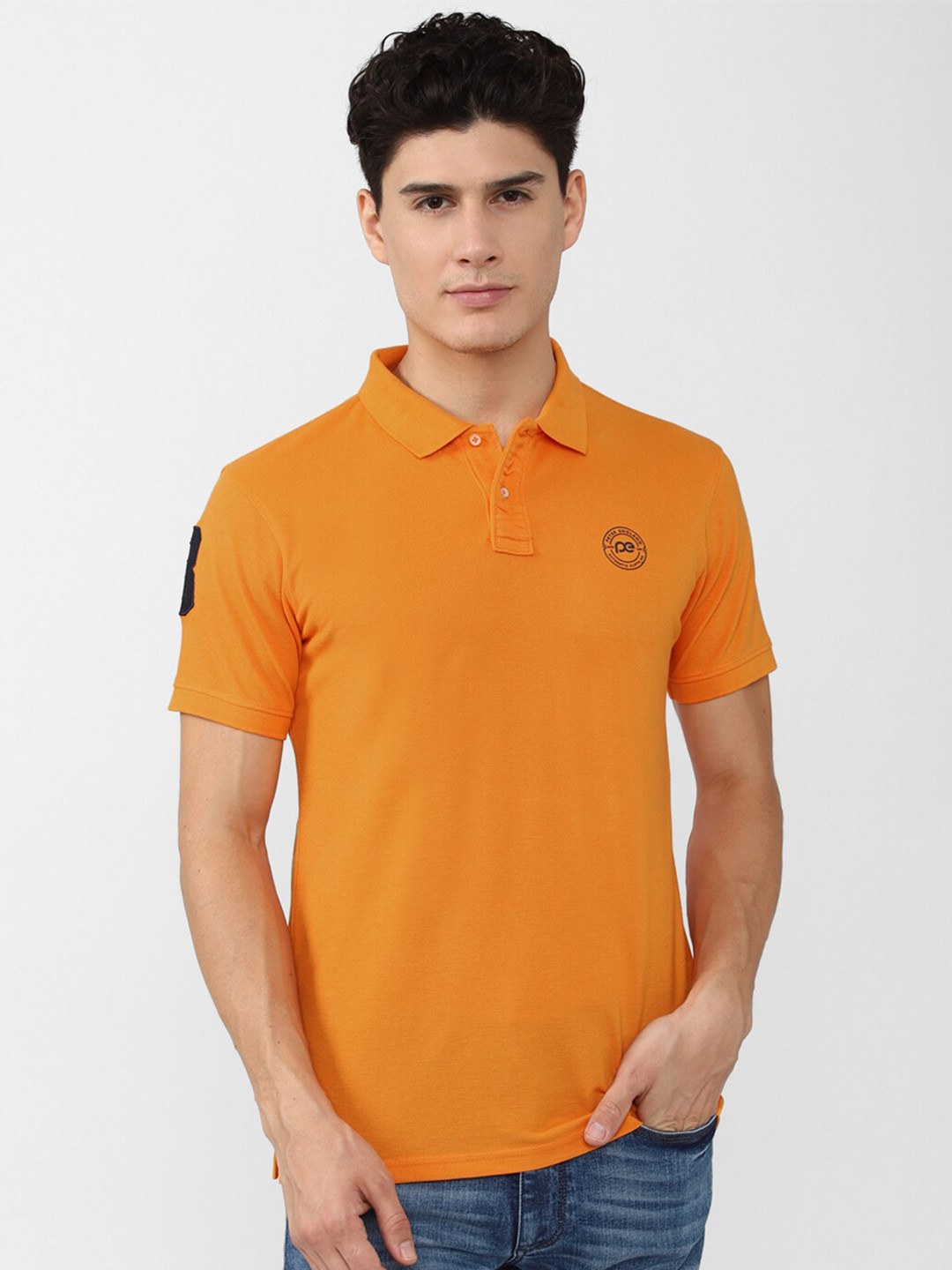 

Peter England Casuals Men Orange Polo Collar Slim Fit T-shirt