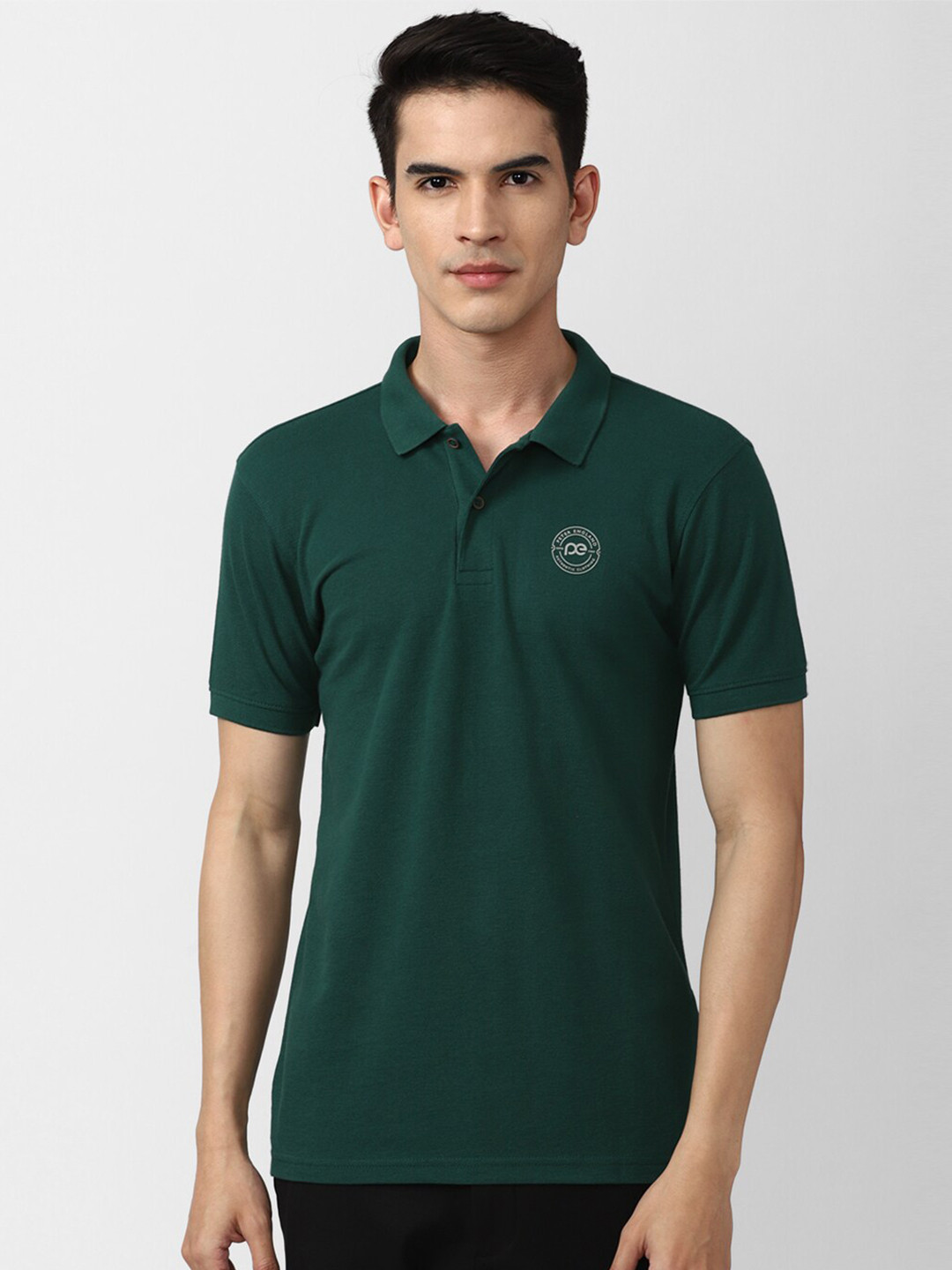 

Peter England Casuals Men Green Polo Collar Applique Slim Fit T-shirt