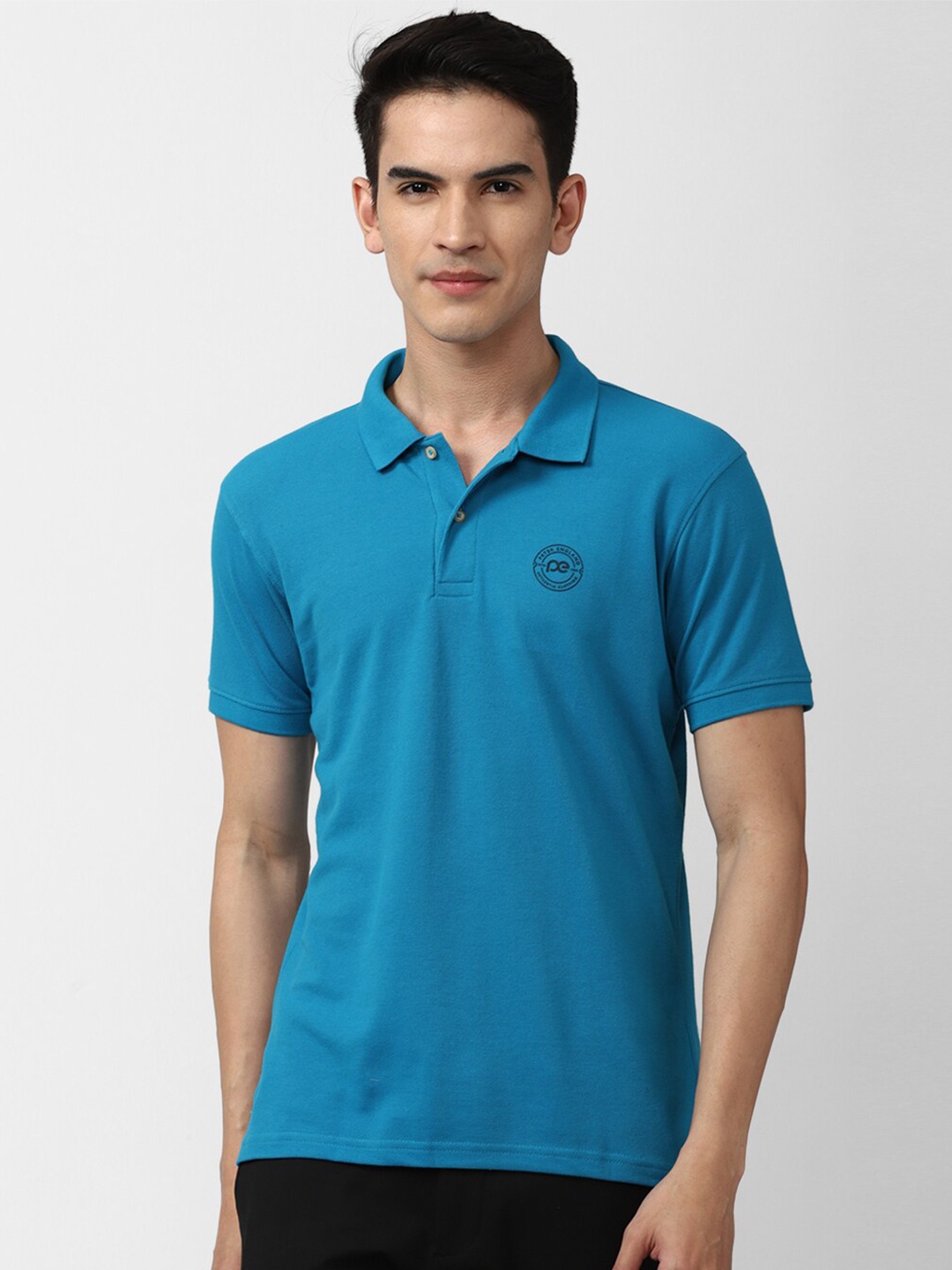 

Peter England Casuals Men Blue Polo Collar Applique Slim Fit T-shirt