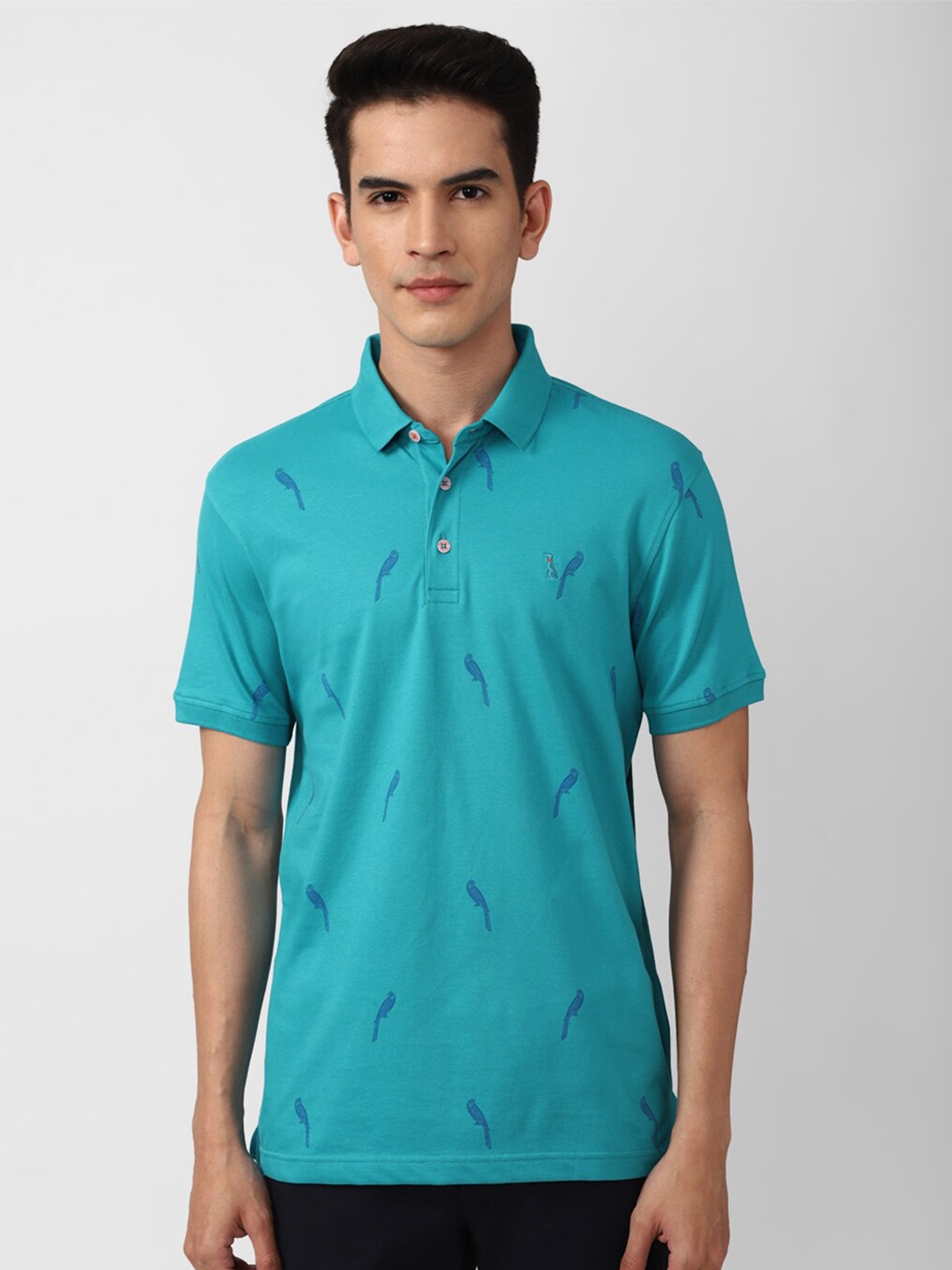 

SIMON CARTER LONDON Men Blue Polo Collar Slim Fit T-shirt