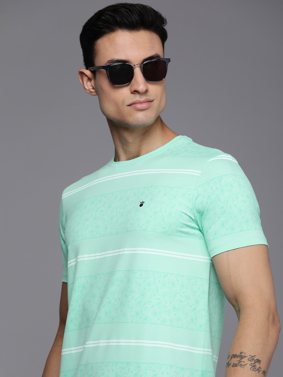 

Louis Philippe Sport Men Printed Round Neck T-shirt, Green