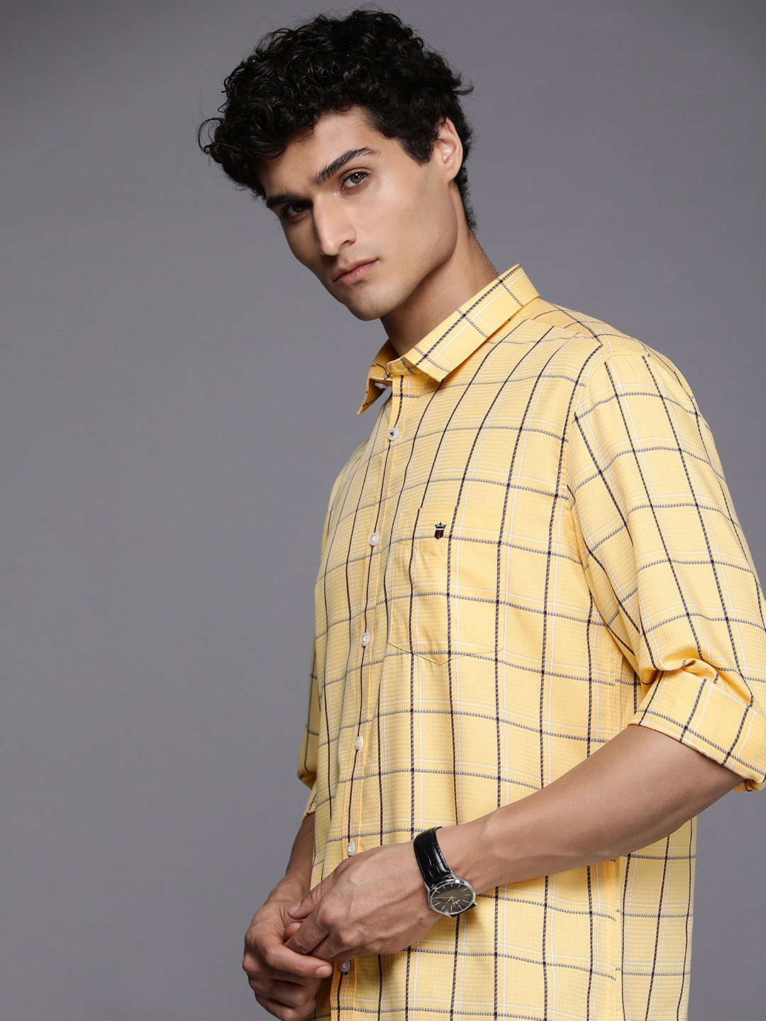 

Louis Philippe Sport Men Slim Fit Checked Casual Shirt, Yellow