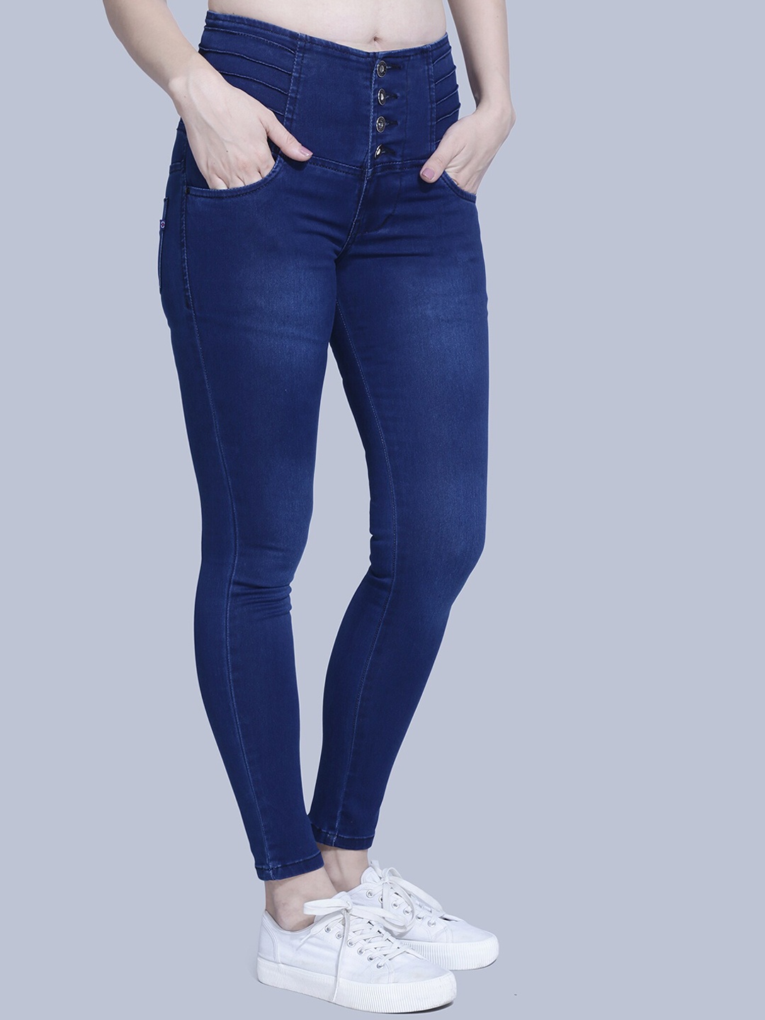 

FCK-3 Women Blue Hottie High-Rise Light Fade Embroidered Stretchable Jeans