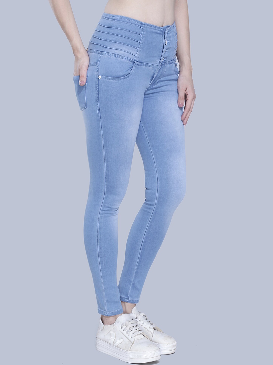 

FCK-3 Women Turquoise Blue Hottie High-Rise Heavy Fade Embroidered Stretchable Jeans