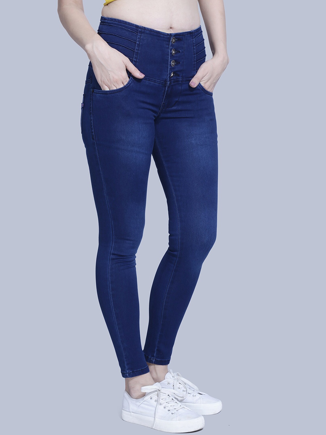 

FCK-3 Women Blue Hottie High-Rise Light Fade Embroidered Stretchable Jeans