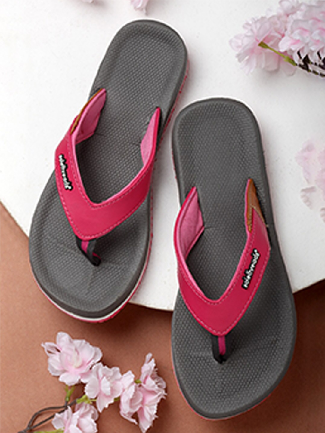 

Solethreads Women Grey & Pink Thong Flip-Flops