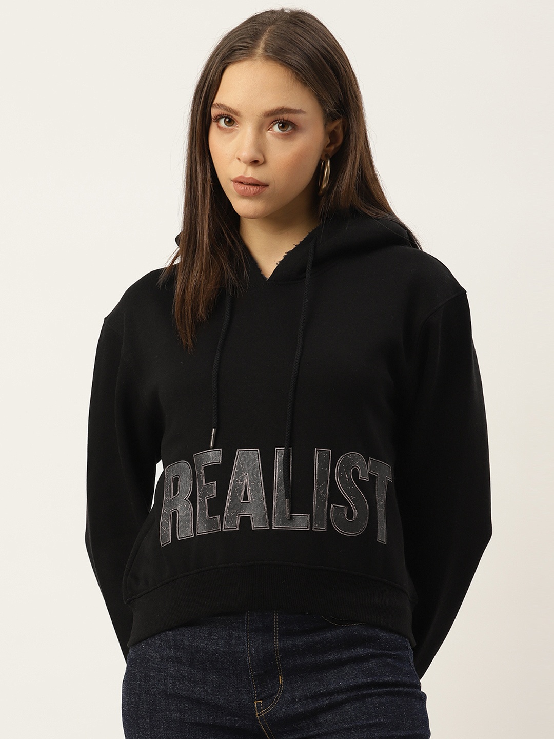 

Madame Women Black Printed Sweatshirt
