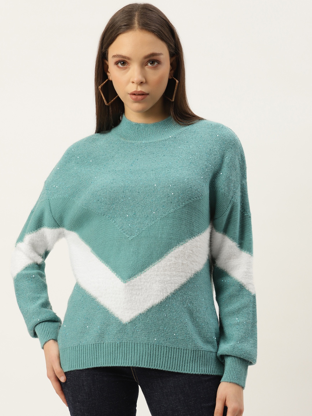 

Madame Women Blue & White Striped Sweater