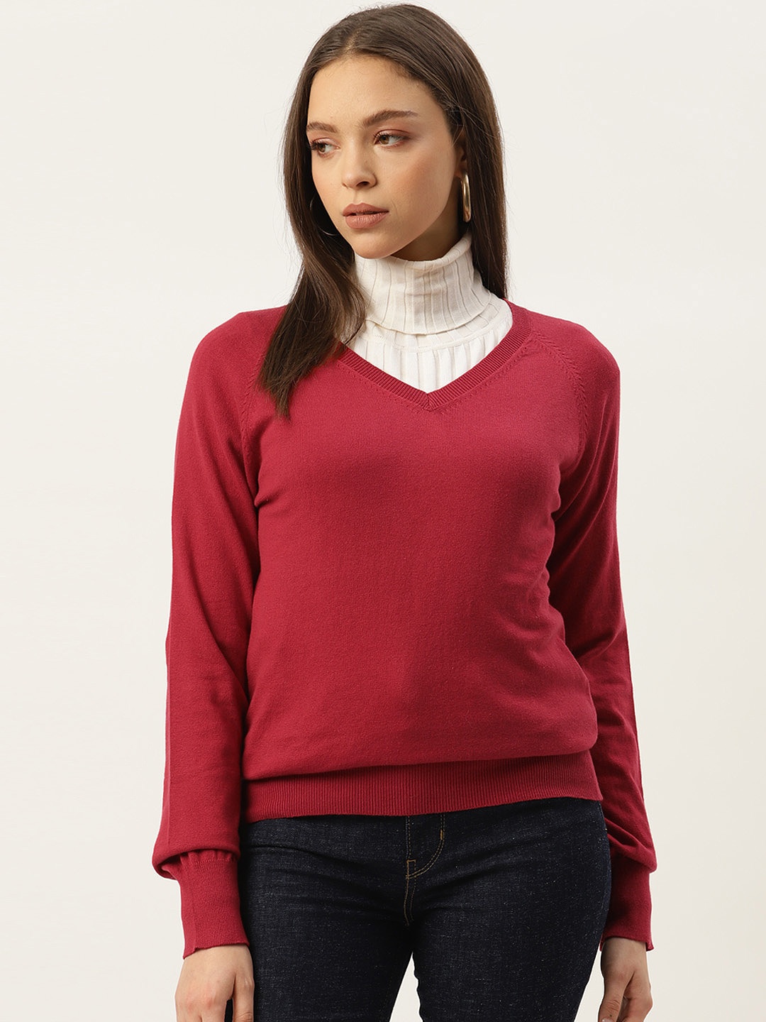 

Madame Women Maroon Solid Sweater